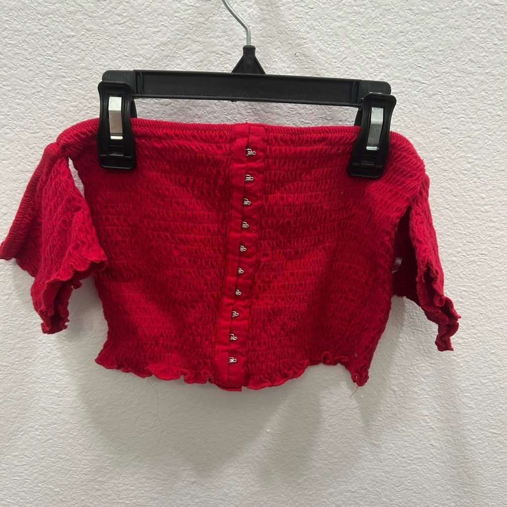 Red Off-Shoulder Crop Top